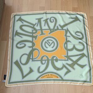 Franck Muller 100% Silk Scarf - Green and Orange 34 in x 34 in